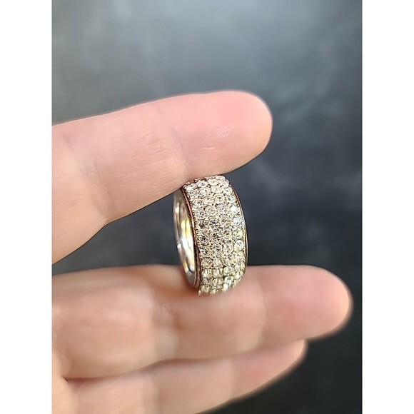 925 Sterling Silver CZ Band Ring, Size US 8 Vintage, READ - Picture 6 of 10